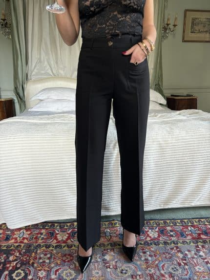 Pantalon De Costume Noir Avec Détails De Poches 2