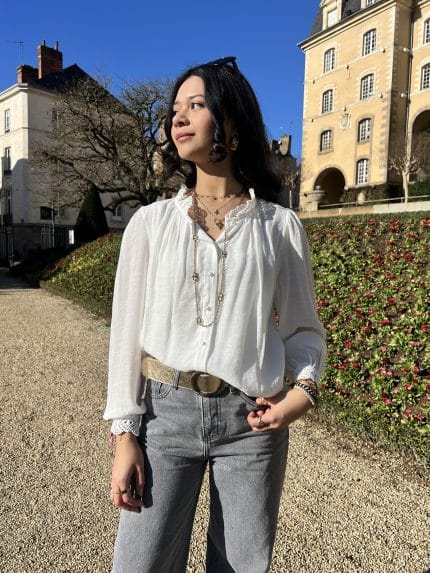 Chemise à Col Dentelle Blanche 3