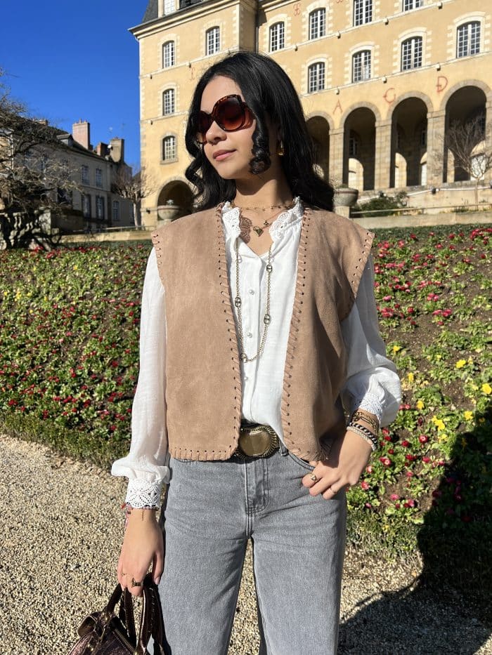 Gilet Sans Manches Cow Boy Camel