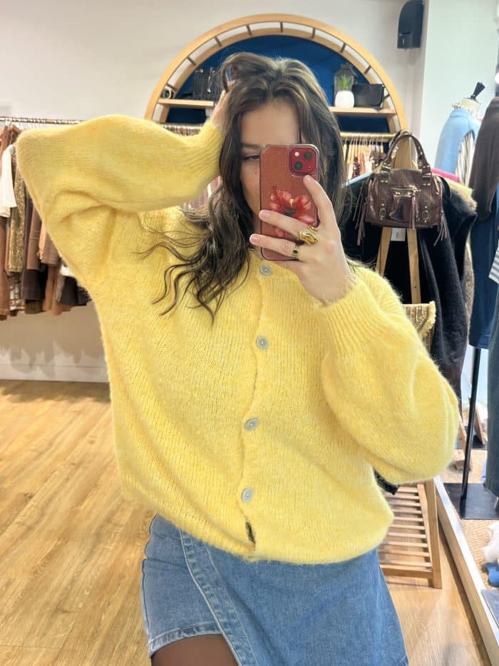 Gilet en laine jaune citron