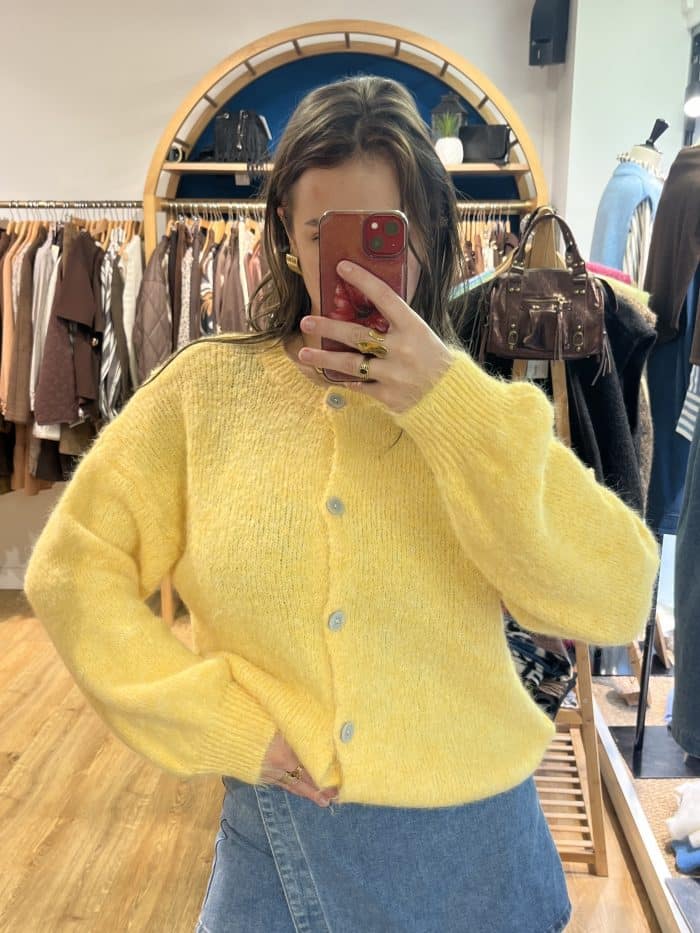 Gilet en laine jaune citron