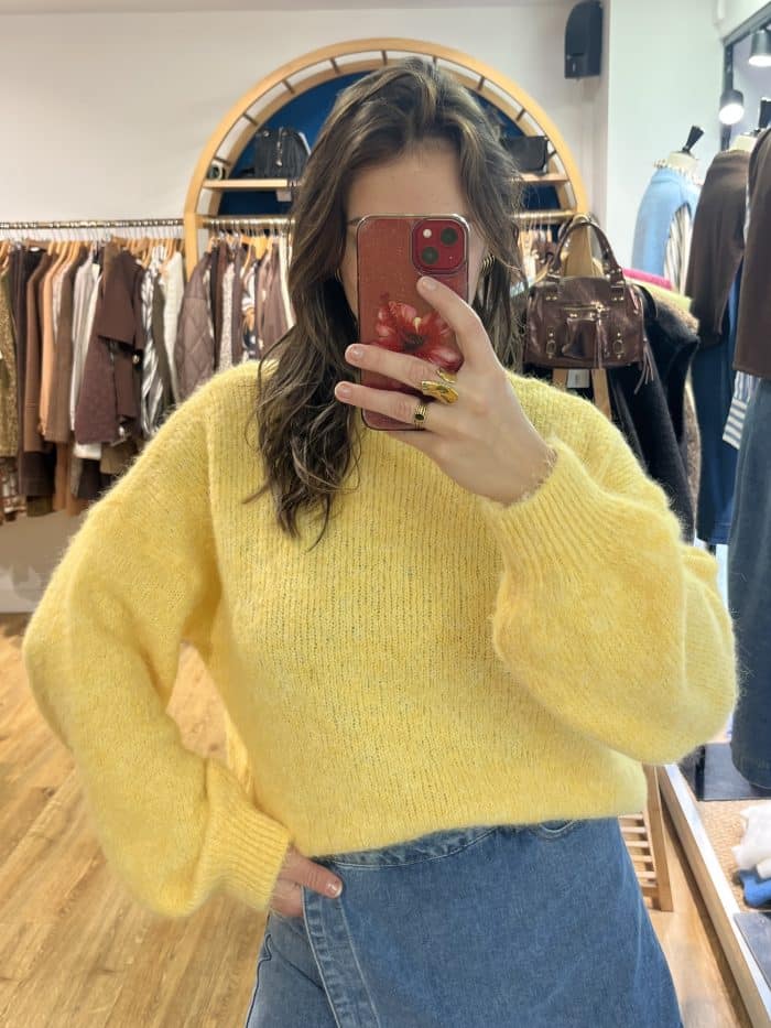 Gilet en laine jaune citron