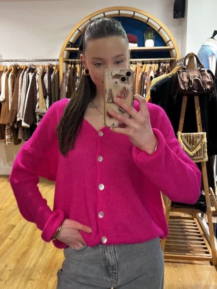 Gilet En Alpaga Rose Fuchsia