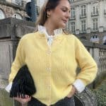 Gilet Jaune En Laine À Boutons Blancs