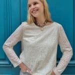 Haut Dentelle À Détails Boutons Ivoire