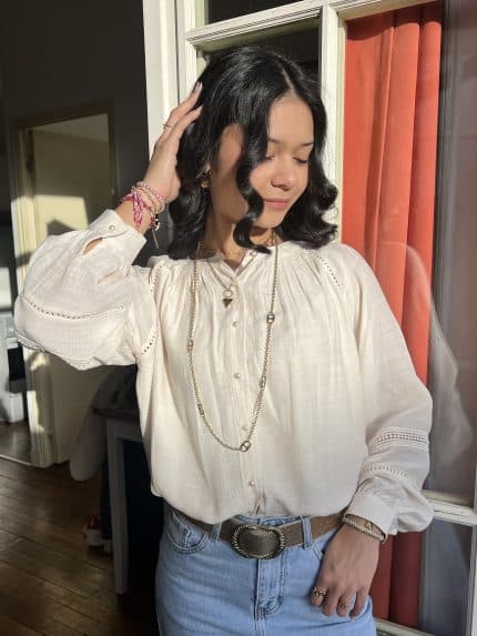 Blouse Écru Au Style Bohème
