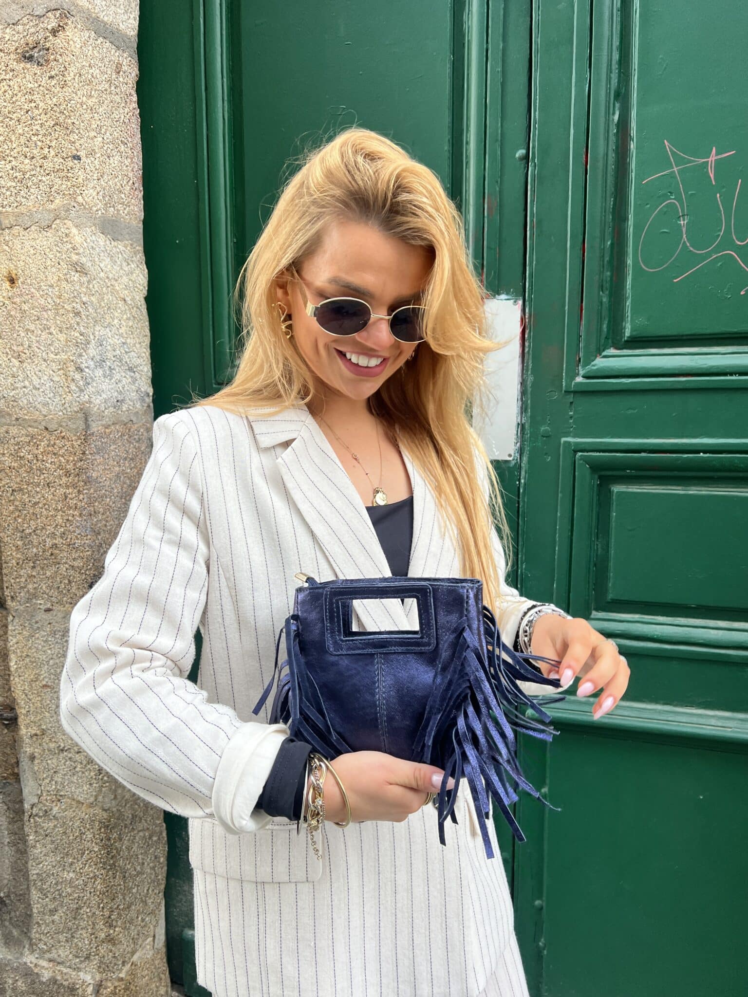 Mini Sac À Main À Franges Bleu Marine Mini Sac À Main À Franges Bleu Marine