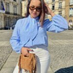 Blouse Cravate Liberty Bleu