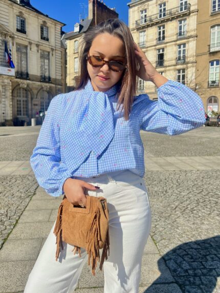 Blouse Cravate Liberty Bleu