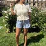Short Fleur en jean