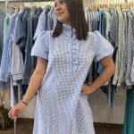 Robe courte vichy à manches bouffantes