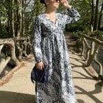 Robe Longue à Motif Imprimé Noir