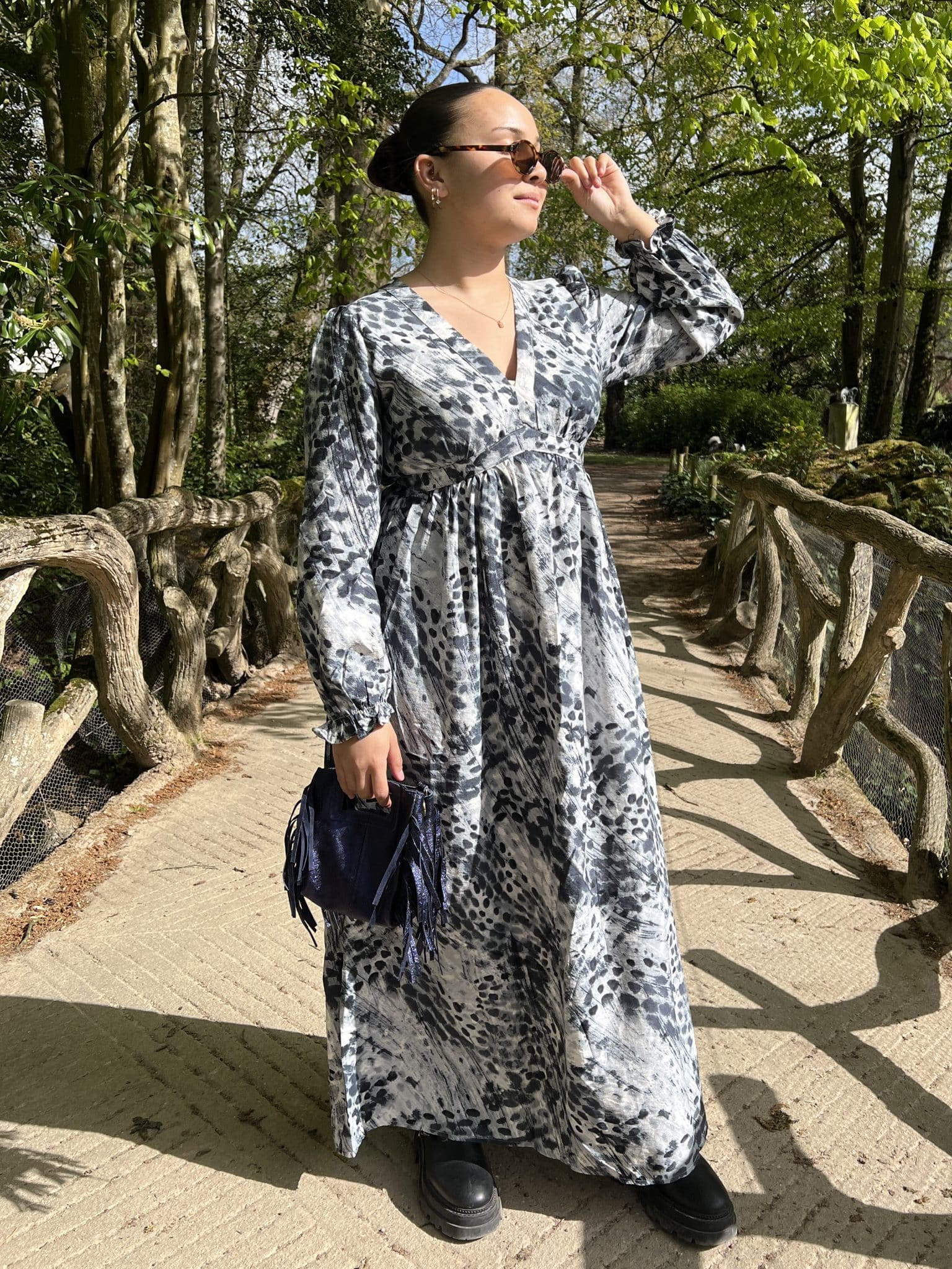 Robe Longue à Motif Imprimé Noir Robe Longue à Motif Imprimé Noir