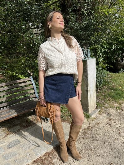 Jupe short en jean brut