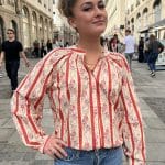 Blouse imprimée rayures et floral