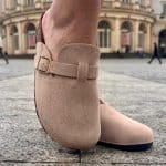Mules Plates Suédine Beige
