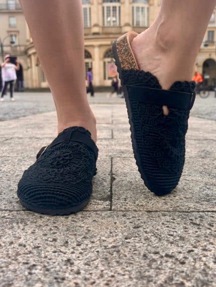 Mules à Crochet Noir