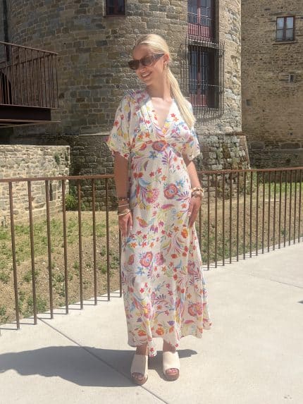 Robe longue à imprimé floral multicolore
