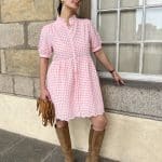 Robe courte en vichy rose