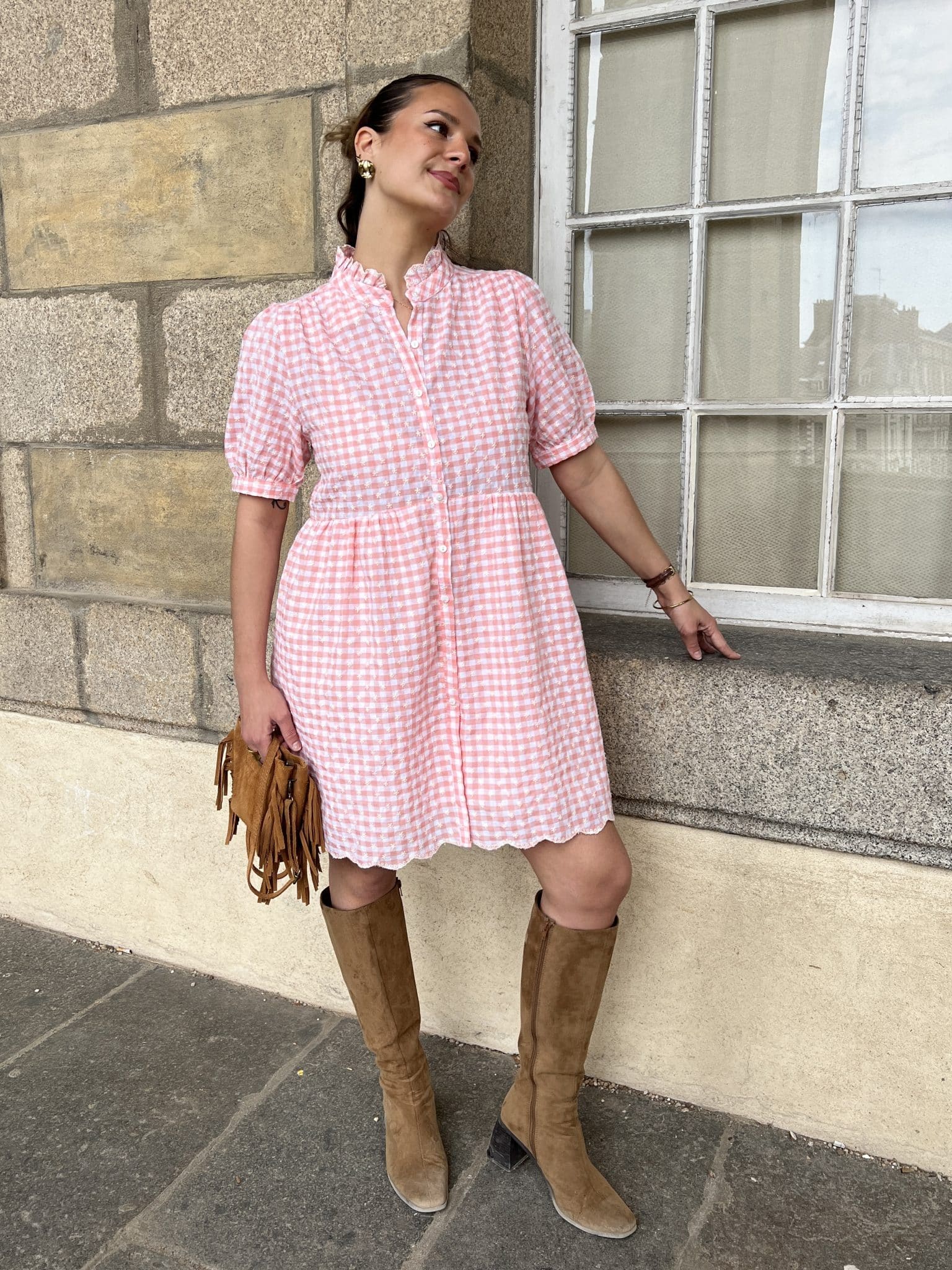 Robe courte en vichy rose Robe courte en vichy rose