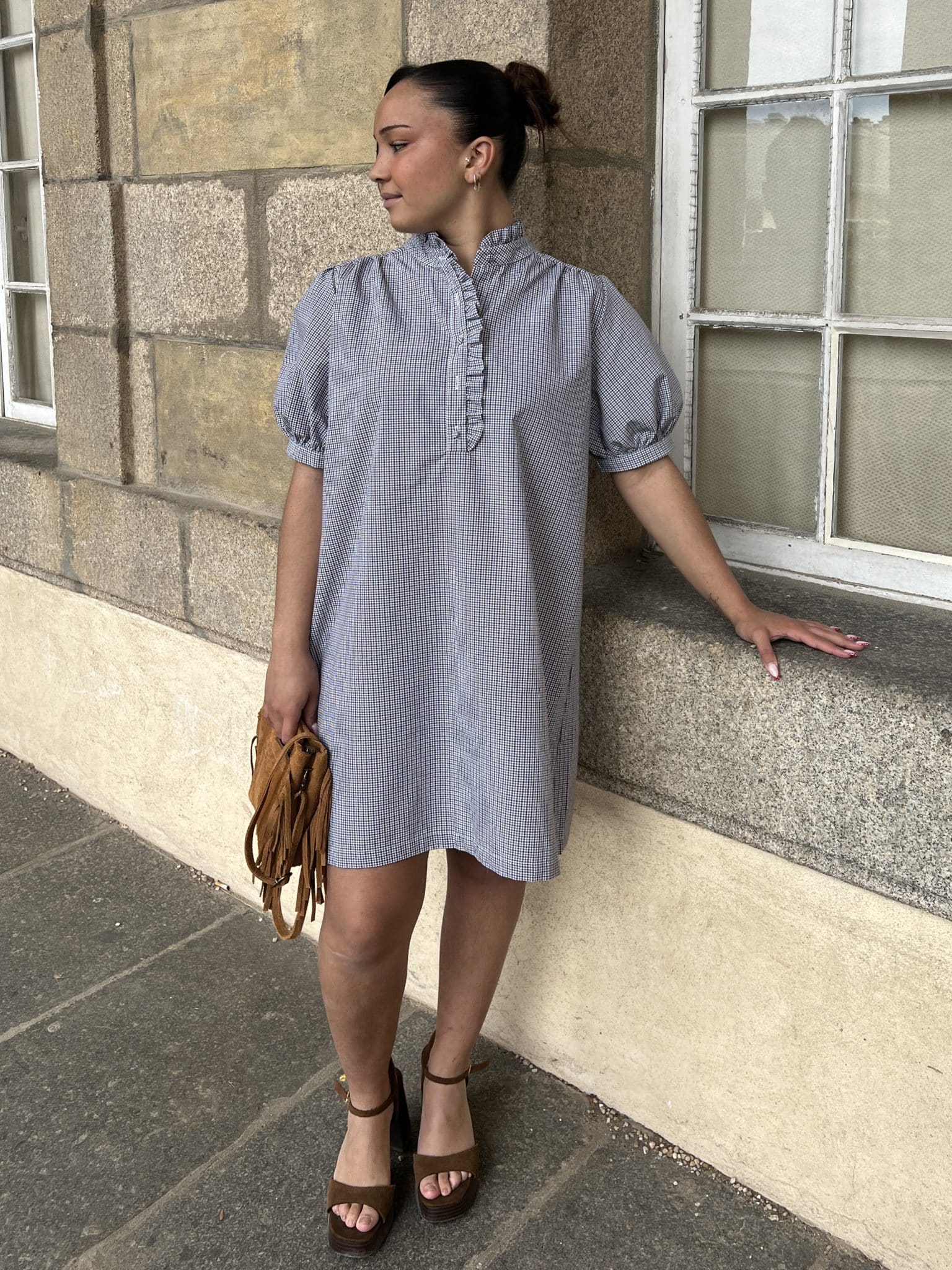 Robe courte en vichy rose Robe courte en vichy rose