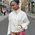 Veste blanche à col montant