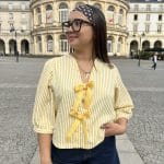 Blouse à Rayures Avec des Noeuds Jaune