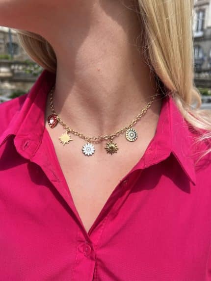 Collier charms en acier inoxydable