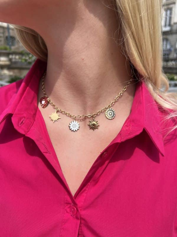 Collier charms en acier inoxydable