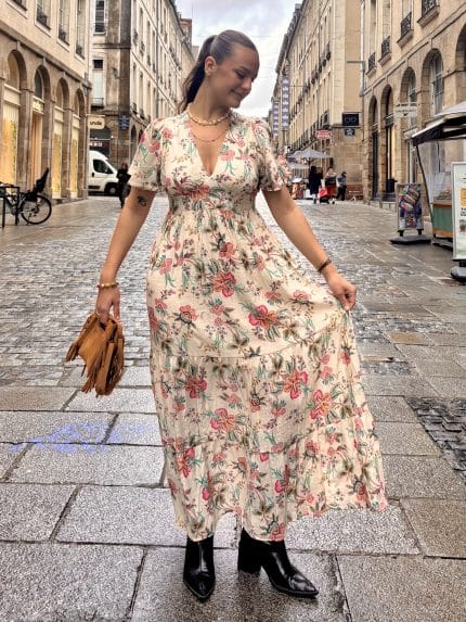 Robe longue fleurie dos nu