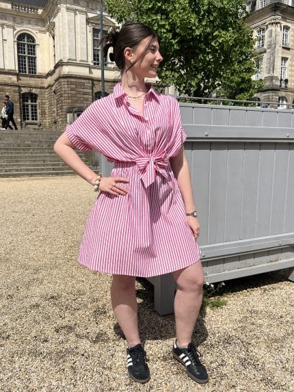 Robe Courte à Rayures Colorées