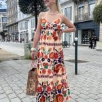 Robe longue fleurie avec fente