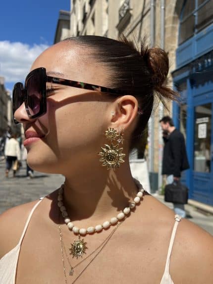 Boucles d’oreilles soleil dorées