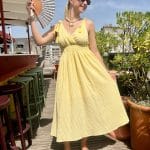 Robe longue jaune vichy