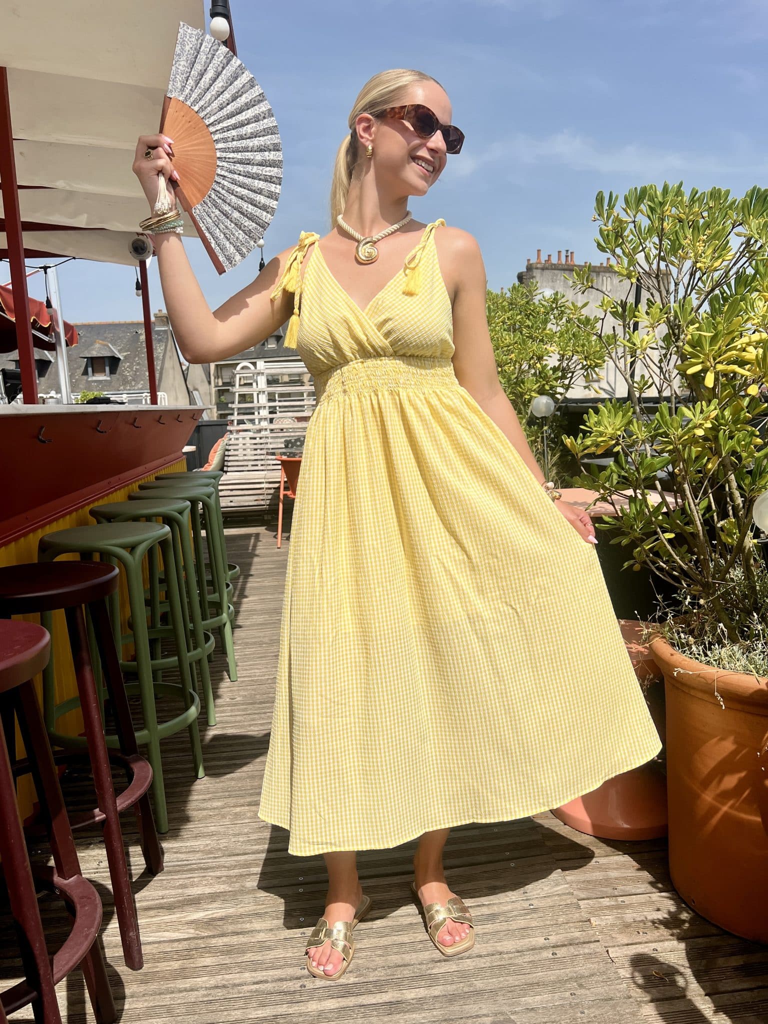 Robe longue jaune vichy Robe longue jaune vichy