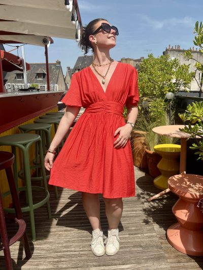 Robe plissée unie