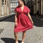 Robe courte rouge imprimée