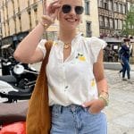 Blouse brodée à imprimé citron