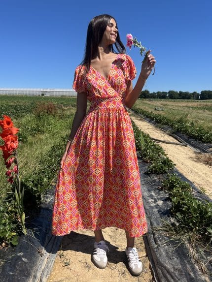 Robe longue à imprimé graphique
