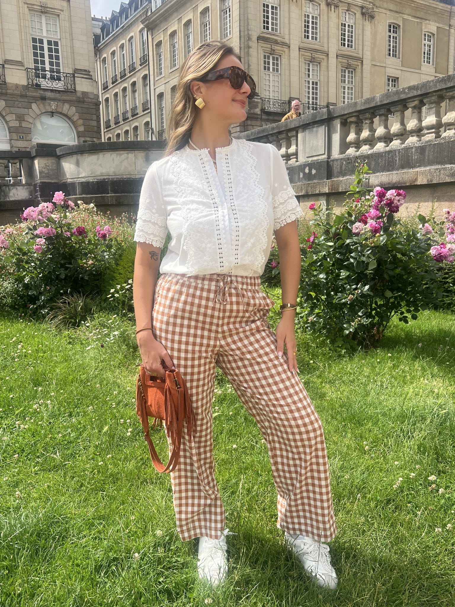 Pantalon vichy marron Pantalon vichy marron