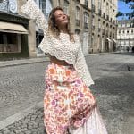 Jupe longue fleurie à fente