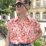 chemisier fleuries aux manches courtes