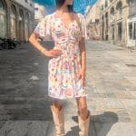 Robe courte à imprimé floral multicolore