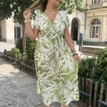 Robe longue cache-cœur à motif