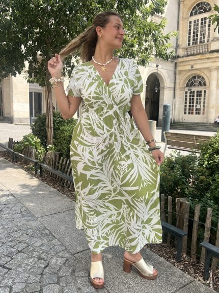 Robe longue cache-cœur à motif