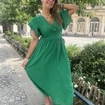 Robe longue plissée unie