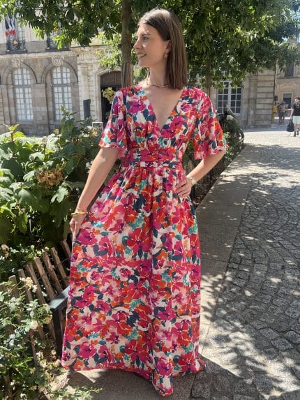 Robe longue fleurie et colorée