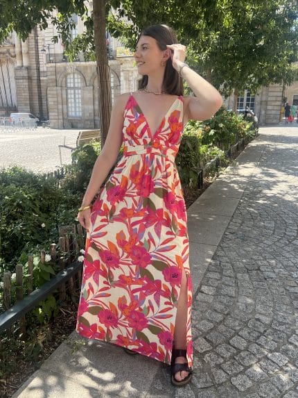 Robe au motif exotique à bretelles