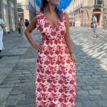 Robe fleurie à bretelles avec nœuds