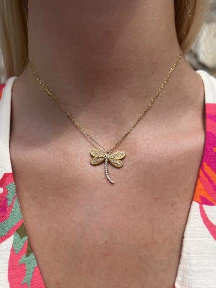 Collier libellule à strass